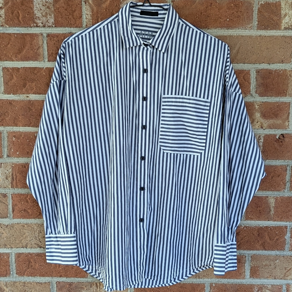ATM Anthony Thomas Melillo Railroad Stripe Boyfriend Shirt Size XS - Picture 11 of 11